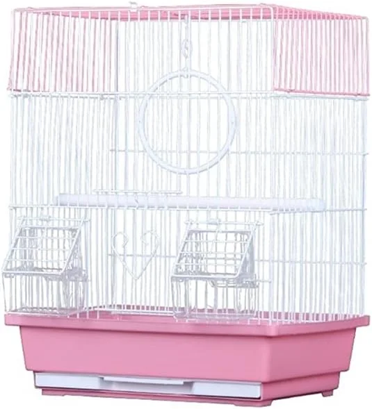قفس پرنده فلزی LICHUAN با پایه و جعبه غذا، لوازم جانبی قفس پرنده برای طوطی، کانور، مرغ عشق، عروس هلندی، مرغ مینا (سایز: بزرگ)