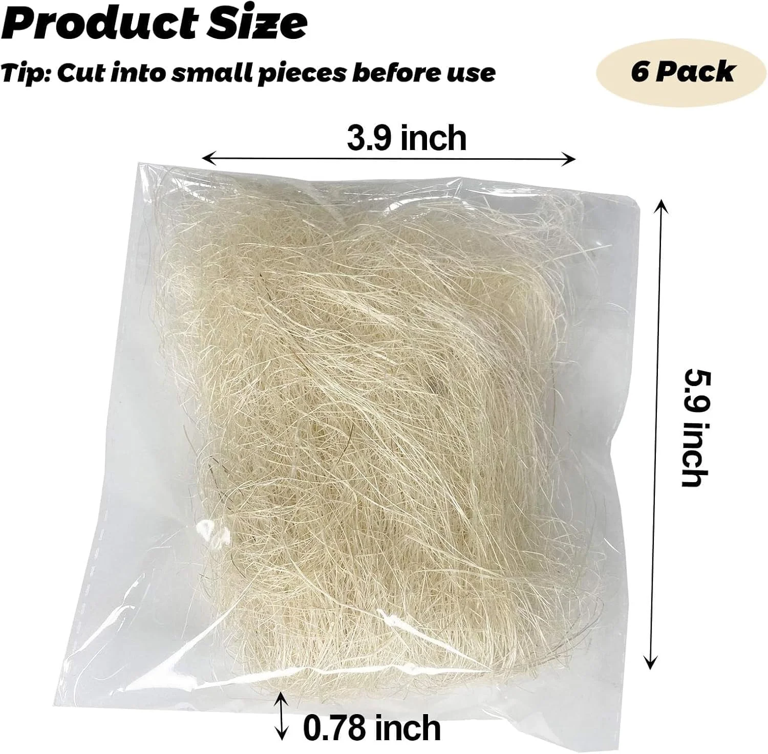 لانه سازی پرندگان کاتسون، الیاف نارگیل، بستر لانه پرنده، ابریشم کتانی گرم و تنفسی برای پرندگان و حیوانات کوچک (بسته 6 عددی)