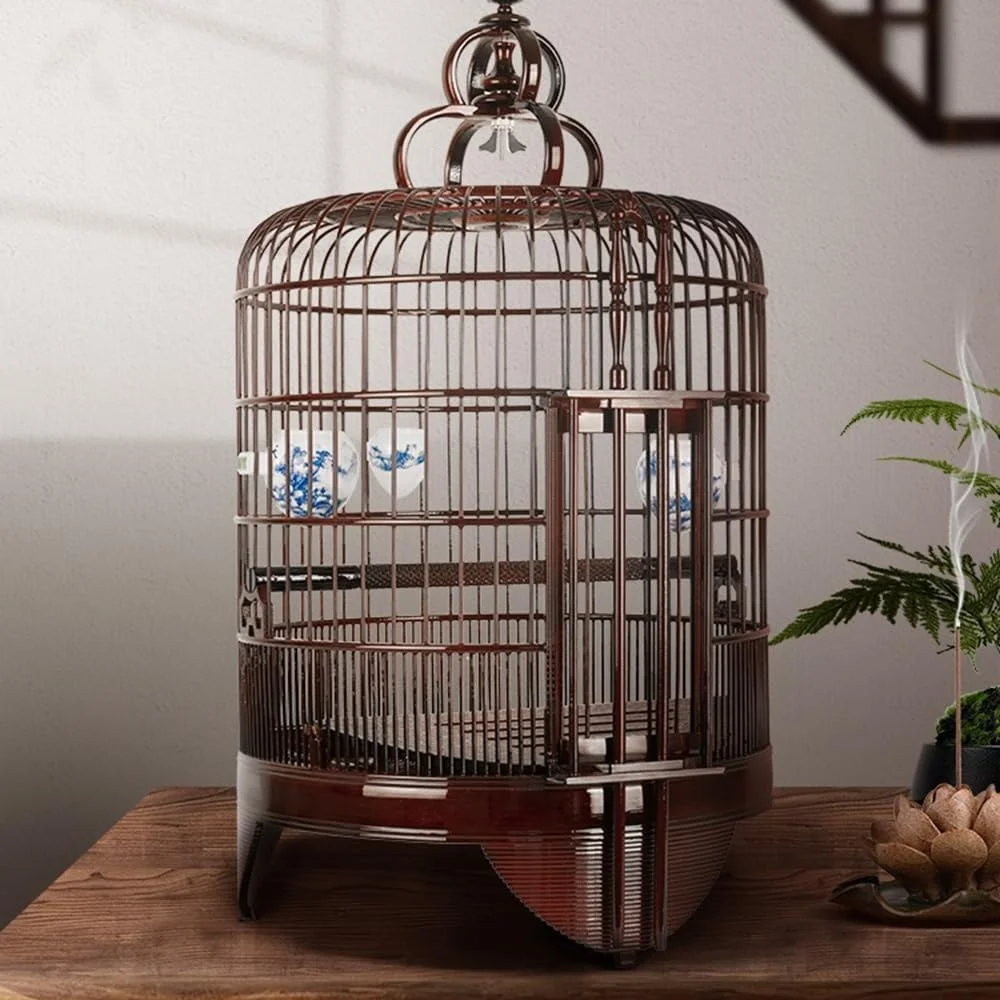 قفس پرنده بامبو به سبک رترو چینی، قفس پرنده حلقوی دست ساز، قفس پرنده سار کوچک و متوسط، قفس پرنده فضای باز (کوچک)