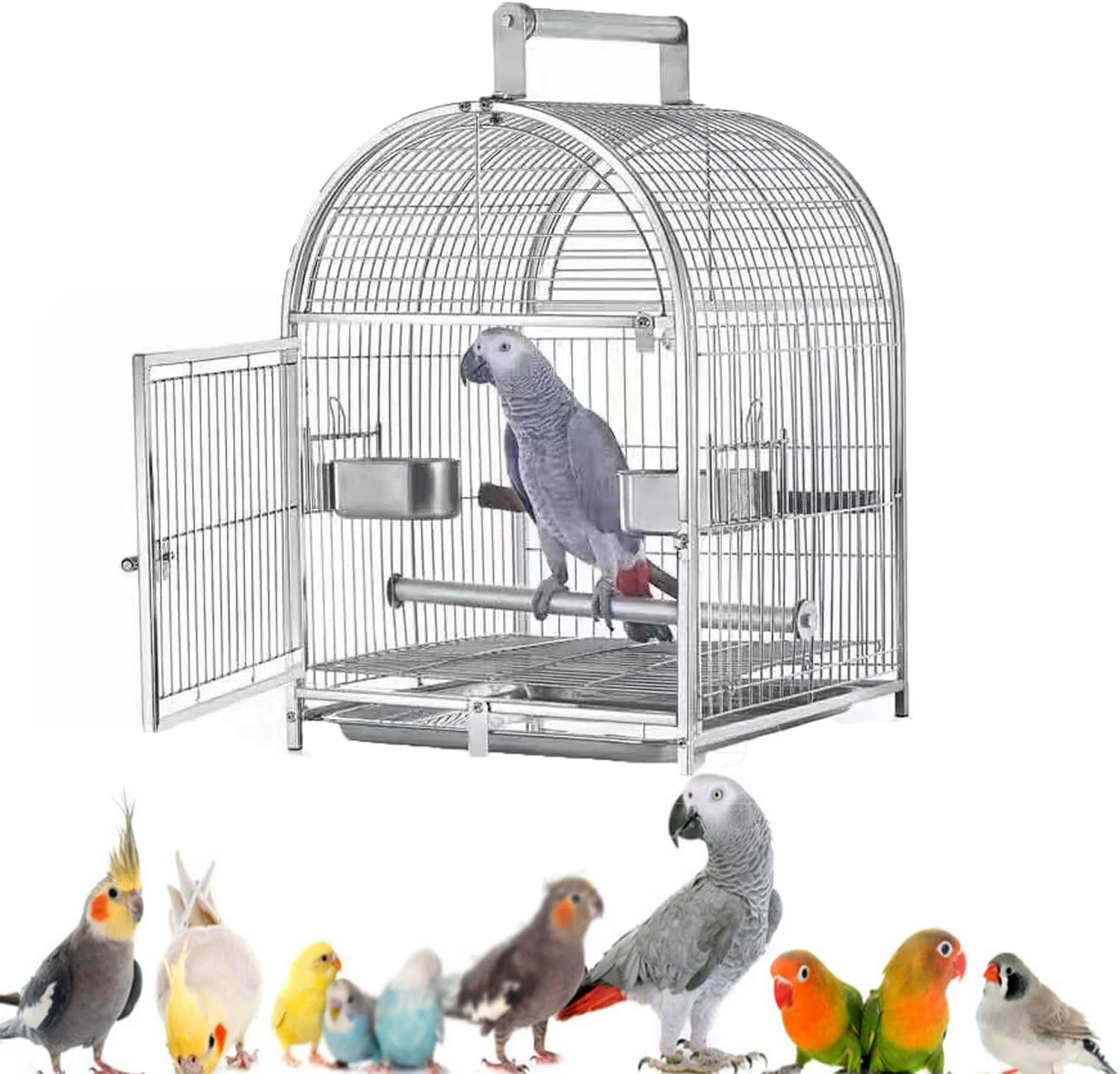 قفس پرنده طوطی استیل ضد زنگ JOSBY، قفس حمل پرنده از جنس آهن فرفورژه، قفس طوطی و مرغ عشق، قفس مسافرتی تنفسی، برای فنچ های خیلی کوچک، باغ وحش، مرغ عشق، برای مرغ عشق ها، مرغ عشق های کوتوله، خاکستری آفریقایی، کانور