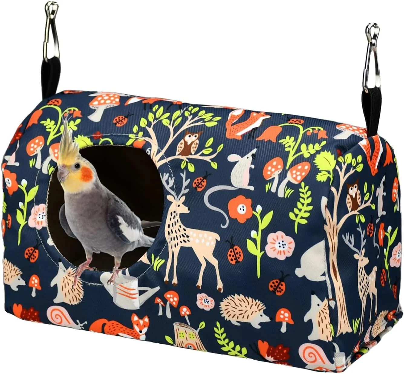 لانه آویز پرنده Joyzzz، لانه کوچک آویز پرنده برای مرغ عشق، پارچه پلی استر نرم و گرم، قابل شستشو و بادوام، یک پناهگاه راحت برای دوستان پردار شما (آبی)