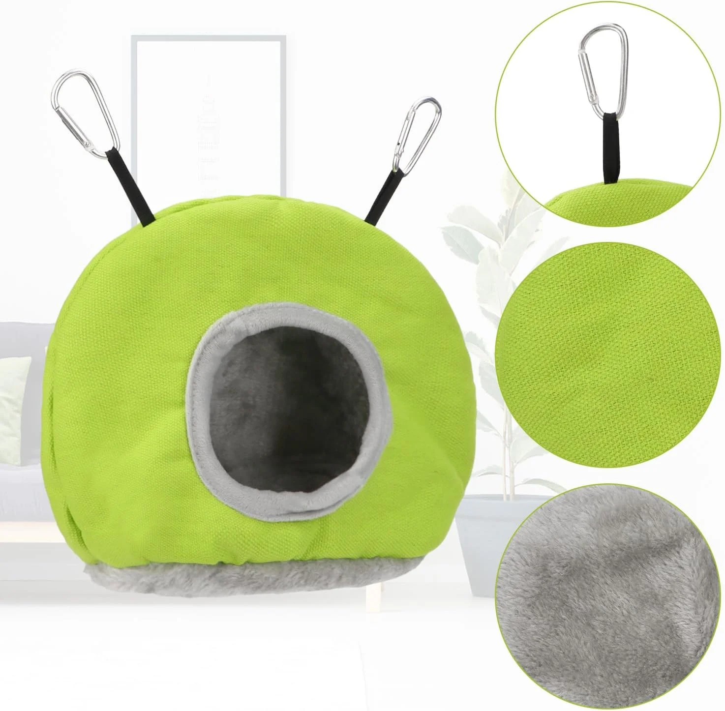 آشیانه هاموک پرنده Hypeety، خانه لانه طوطی، اسباب بازی های مرغ عشق، لانه گرم آویز برای طوطی، همستر، حیوانات کوچک، تخت آویز، لوازم جانبی قفس پرنده، سبز (بزرگ)