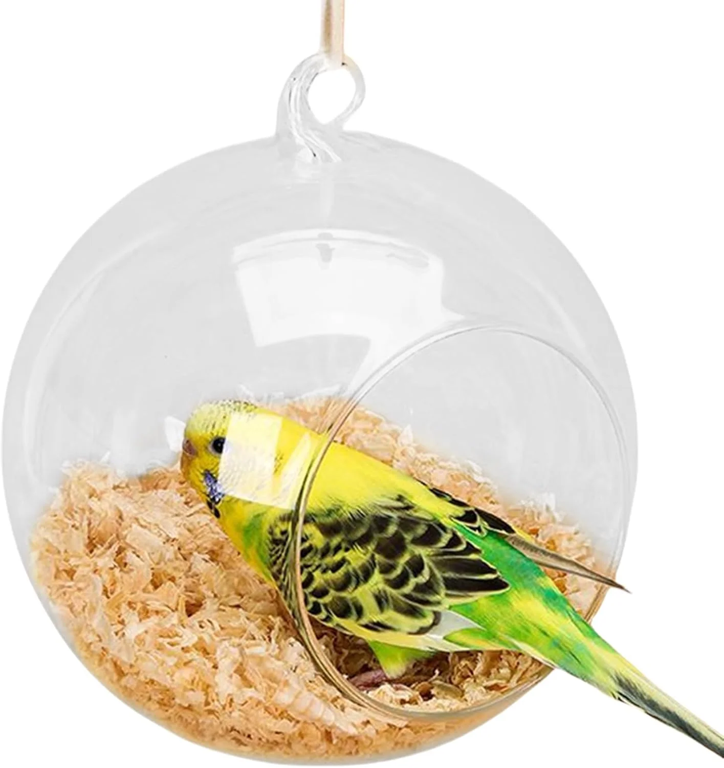 لانه پرنده برای قفس، خانه آویز طوطی با تراشه های چوب، خانه پرنده قابل شستشو و بادوام، لانه مقاوم در برابر گاز گرفتن برای مرغ عشق، قناری، فنچ، باجی