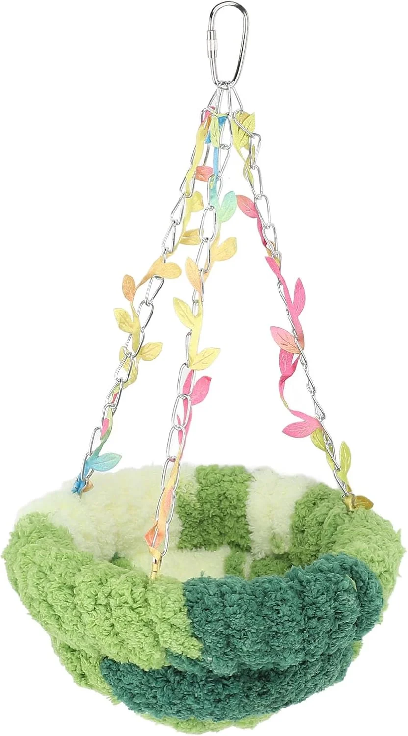 لانه گرم و نرم پرنده، تخت آویز تاب دار قفس پرنده، مناسب برای کانور، مرغ عشق، قناری، فنچ، پرندگان مخروطی شکل، همستر و حیوانات خانگی کوچک (L 195x200x140cm)