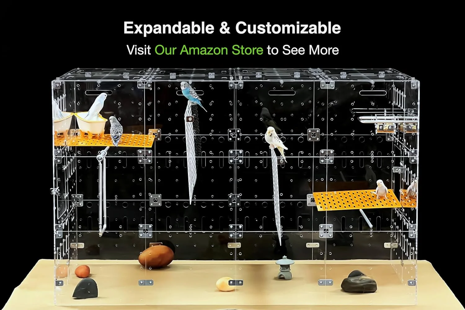 قفس آکریلیک GuineaLoft™ (مدل E) – قفس چند طبقه 2x1 فوت بسته برای پرندگان، خوکچه هندی، چینچیلا، حیوانات کوچک، قابل اتصال، قابل گسترش DIY - برای دیدن همه محصولات به فروشگاه Guinea Loft مراجعه کنید