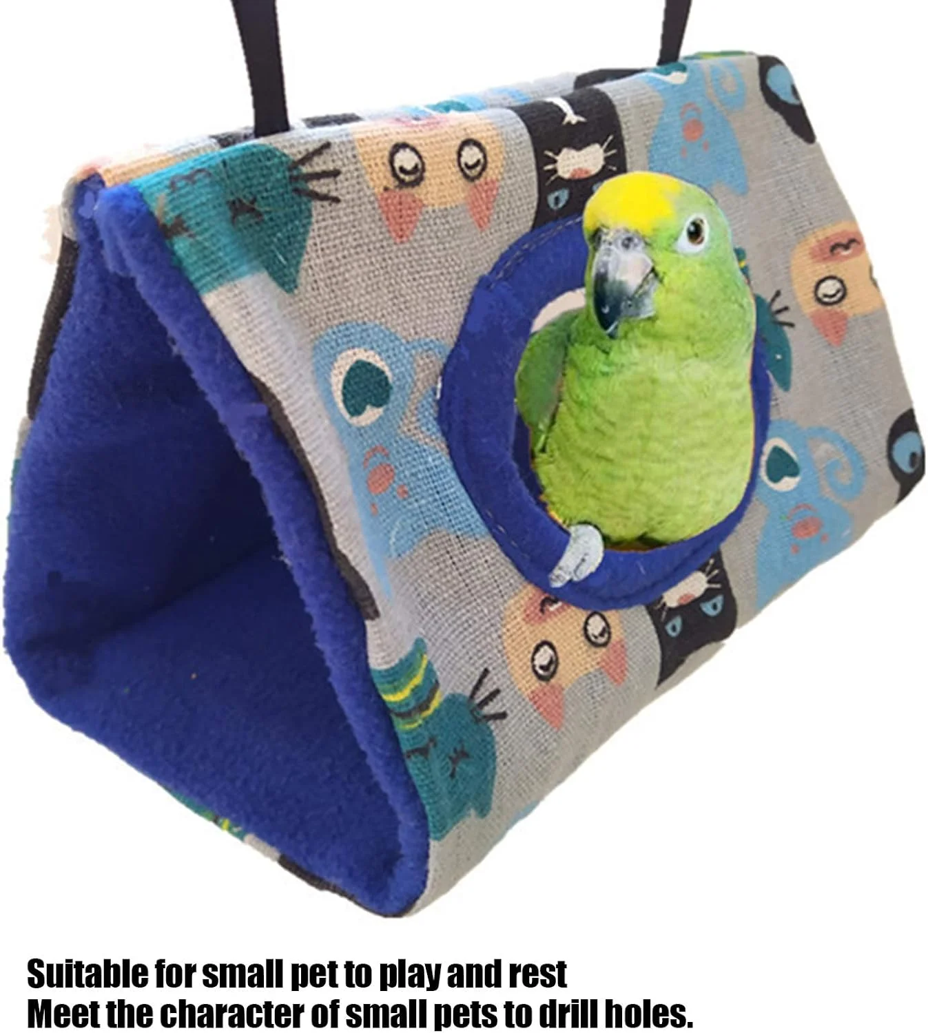 تخت آویز طرح گربه راحت Fren Pet Supplies برای قفس پرندگان، لانه مثلثی شکل طوطی، دکور غار تاب برای همستر