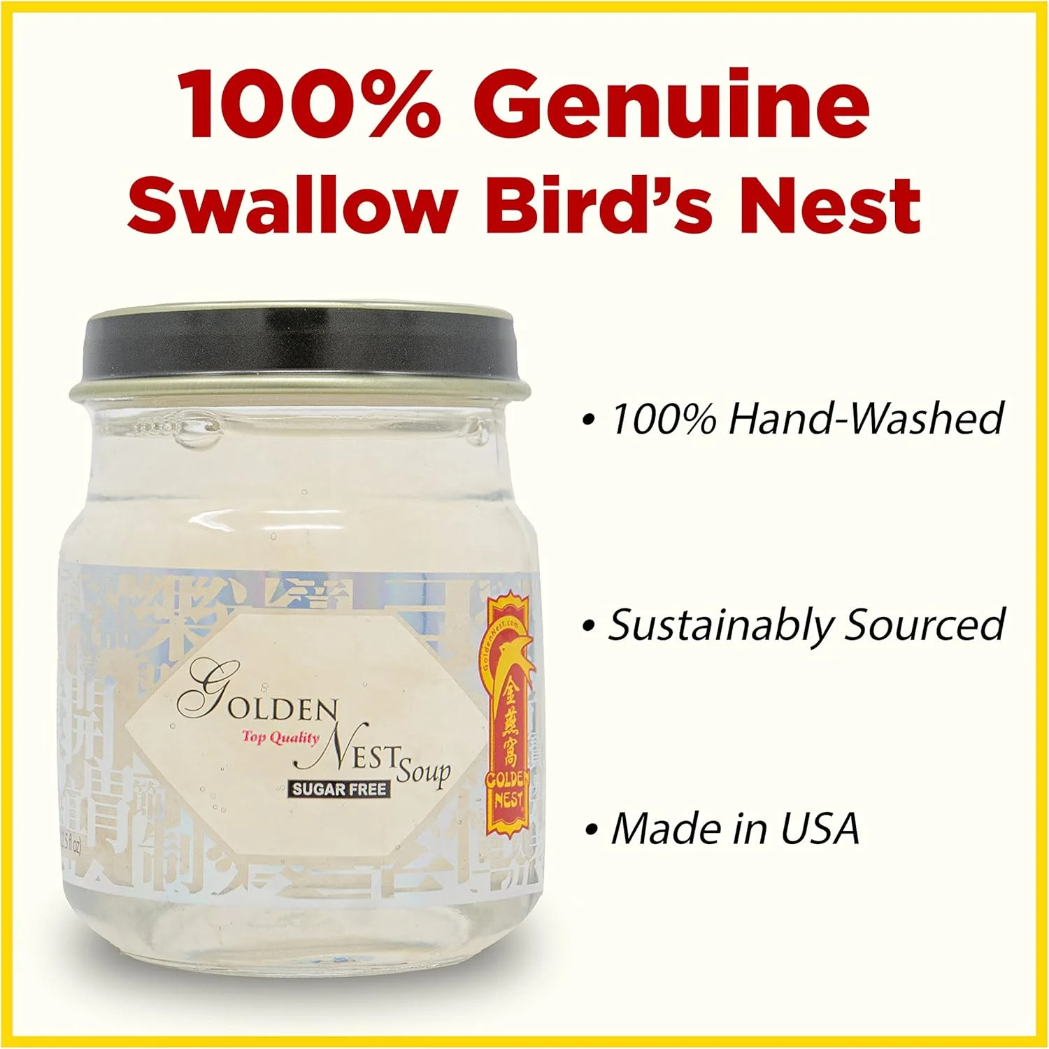 سوپ لانه پرنده ممتاز گلدن نست، لانه پرنده پرستو 100% طبیعی - ساخت آمریکا، (燕窩) 6 بطری x 75 میلی لیتر (2.5 اونس) (1 جعبه = 6 بطری x 75 میلی لیتر، بدون شکر)