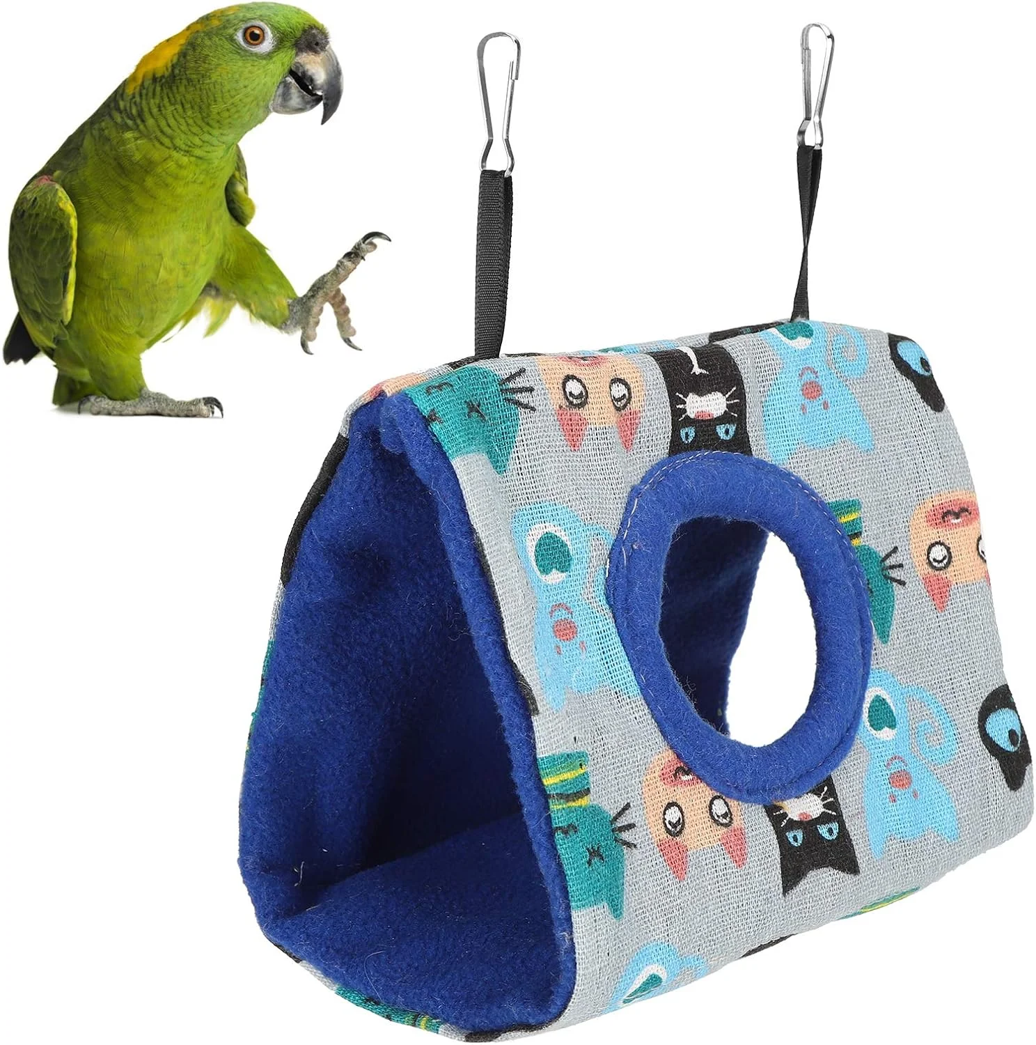 تخت آویز طرح گربه راحت Fren Pet Supplies برای قفس پرندگان، لانه مثلثی شکل طوطی، دکور غار تاب برای همستر