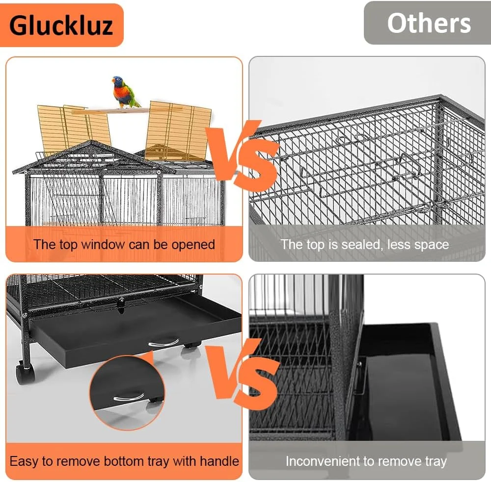قفس بزرگ پرنده گلوکلاز، قفس طوطی با چرخ، پایه و میله برای پرورش کبوتر، ویلا، پاراکیت و ماکائو قفس بزرگ پرنده گلوکلاز، قفس طوطی با چرخ، پایه و میله برای پرورش کبوتر، ویلا، پاراکیت و ماکائو