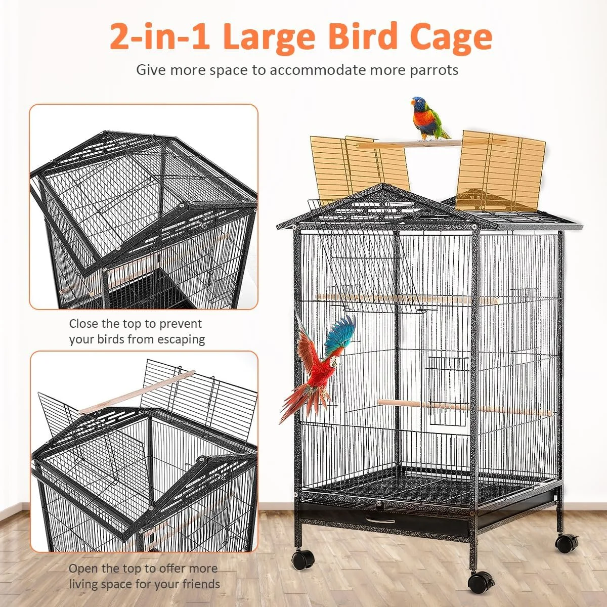 قفس بزرگ پرنده گلوکلاز، قفس طوطی با چرخ، پایه و میله برای پرورش کبوتر، ویلا، پاراکیت و ماکائو قفس بزرگ پرنده گلوکلاز، قفس طوطی با چرخ، پایه و میله برای پرورش کبوتر، ویلا، پاراکیت و ماکائو