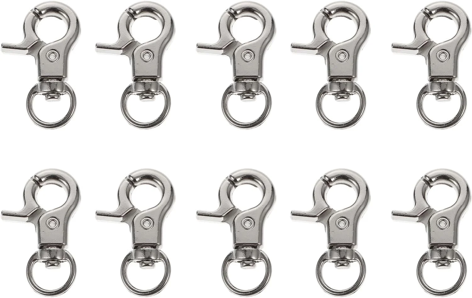 گیره قفل درب قفس پرنده استیل ضد زنگ 10 عددی، قلاب فلزی ضد فرار، قفل سگک درب قفس پرنده، قلاب فنری ماشه ای برای قفس پرنده، نقره ای