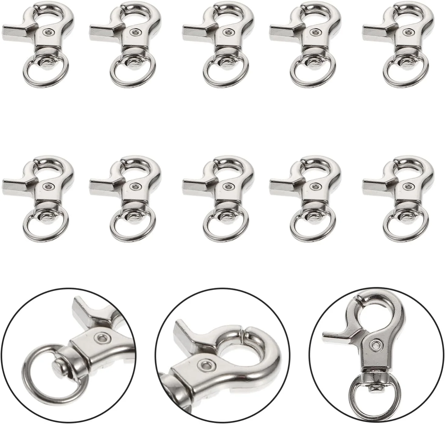 گیره قفل درب قفس پرنده استیل ضد زنگ 10 عددی، قلاب فلزی ضد فرار، قفل سگک درب قفس پرنده، قلاب فنری ماشه ای برای قفس پرنده، نقره ای