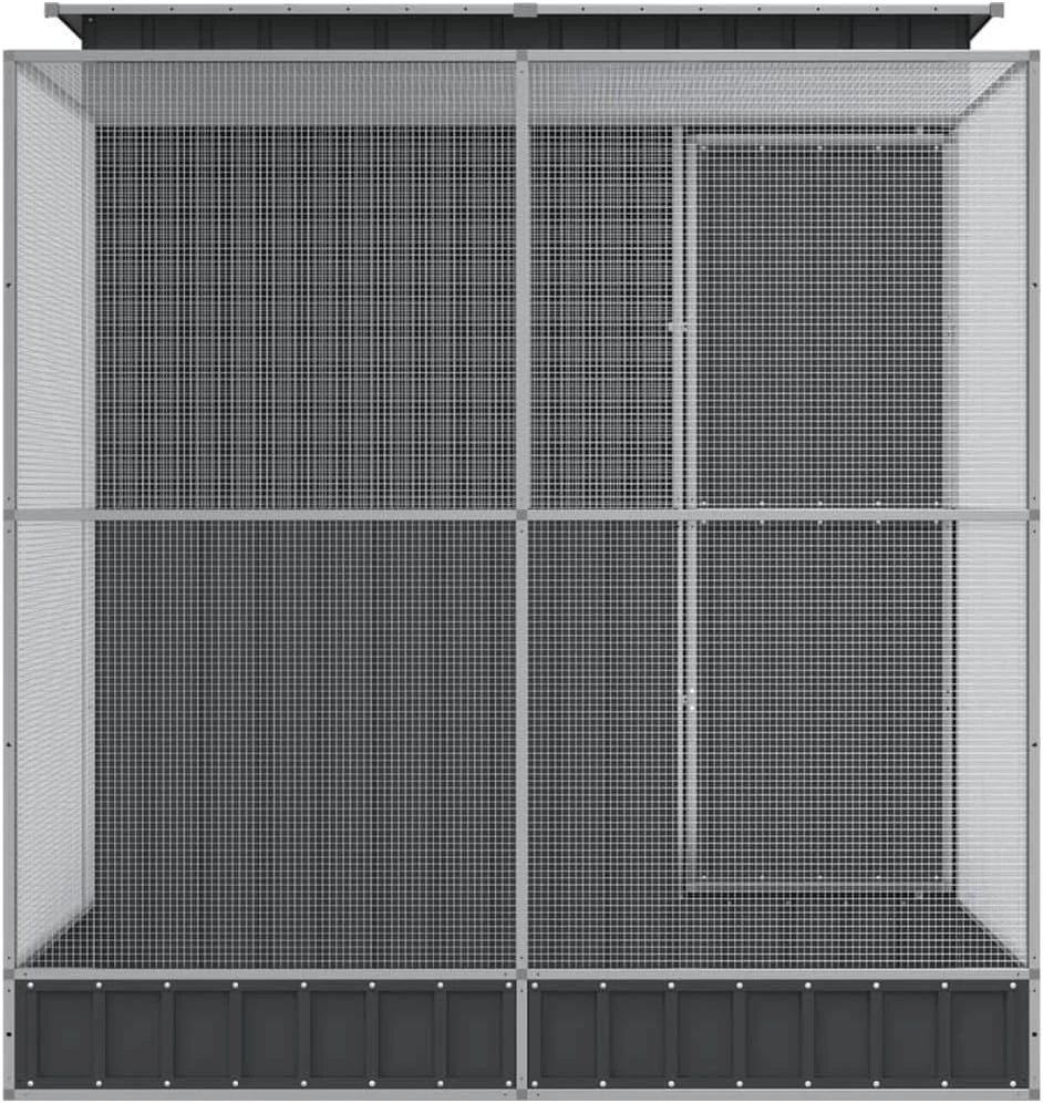 قفس بزرگ فلزی پرنده با افزونه، قفس پرنده سنگین فضای باز برای طوطی ها، فنچ ها، قفس ایستاده طوطی، خانه پرنده در فضای باز، نقره ای 209x203x216 سانتی متر فولادی