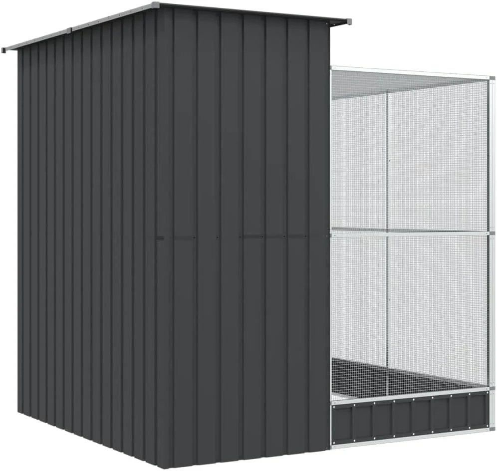 قفس بزرگ فلزی پرنده با افزونه، قفس پرنده سنگین فضای باز برای طوطی ها، فنچ ها، قفس ایستاده طوطی، خانه پرنده در فضای باز، نقره ای 209x203x216 سانتی متر فولادی