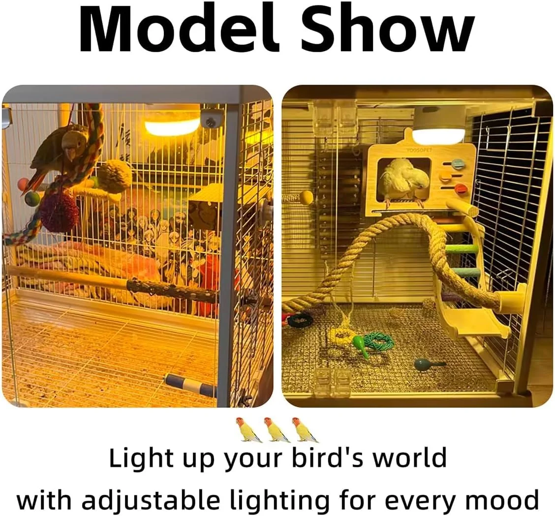 چراغ شب LED کم مصرف و ضد انفجار برای قفس پرندگان - لامپ با روشنایی قابل تنظیم ایده آل برای مرغ عشق، کانور، عروس هلندی، لوازم جانبی روشنایی ایمن برای پرندگان در فضای باز و داخل خانه