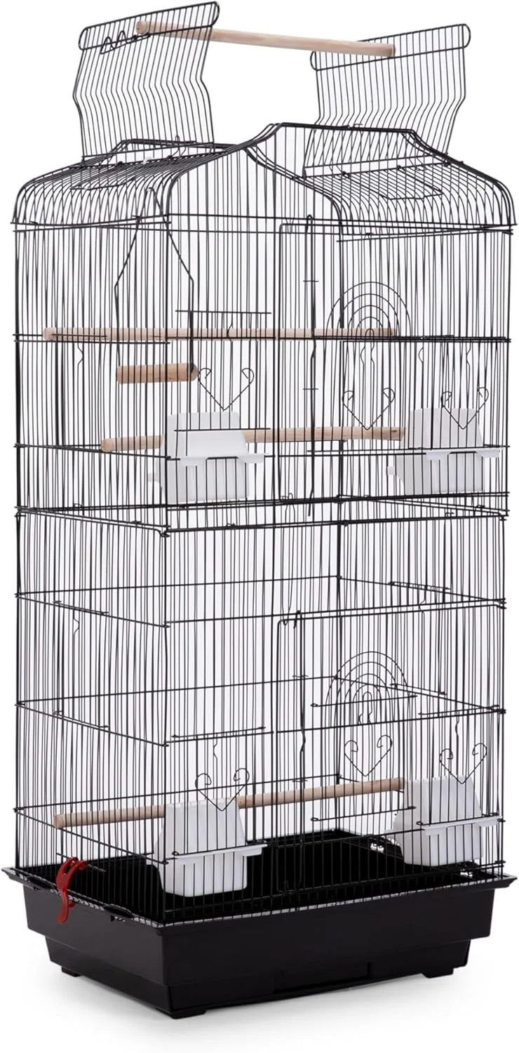 قفس پرنده متوسط رو باز ایگاردن کارت 41 اینچی مناسب برای مرغ عشق، فنچ، قناری، کوتوله برزیلی، طوطی کوتوله کوچک، عروس هلندی، مرغ باجریگار و گرین چیک کانور - ایده آل برای مسافرت و پرواز. (مشکی)