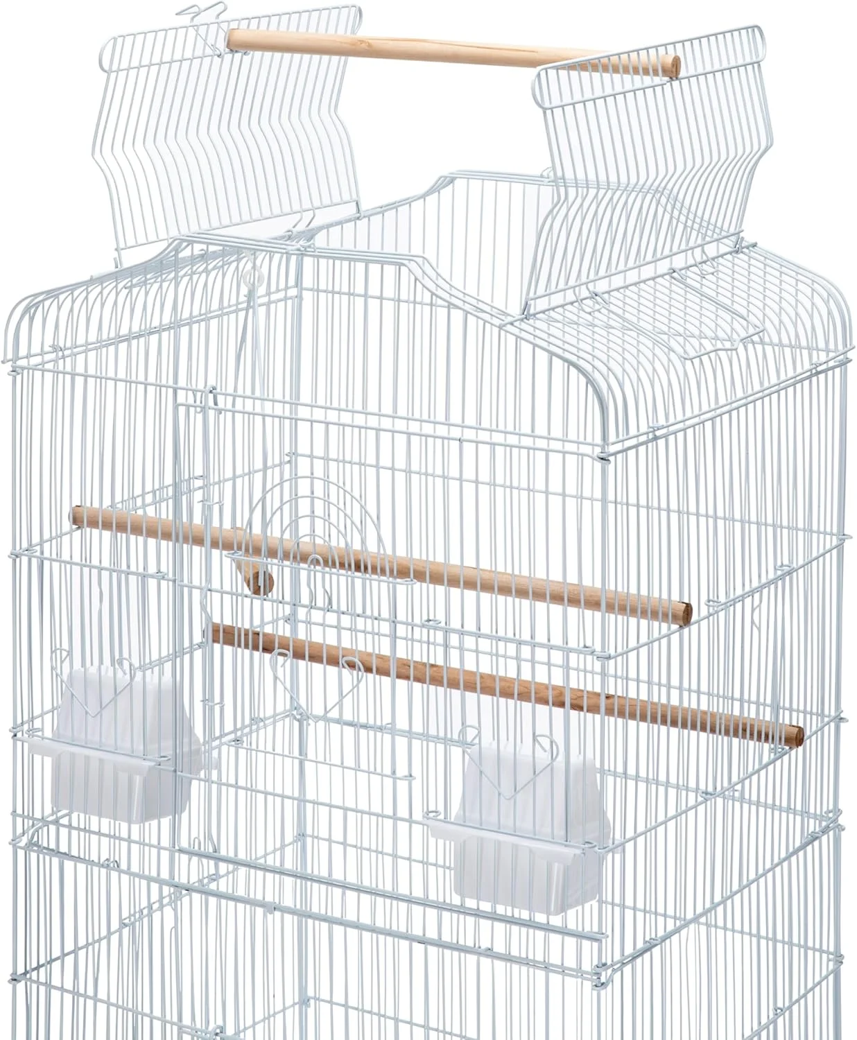 Egardenkart® قفس پرنده با سقف باز و پایه چرخ دار مناسب برای عروس هلندی، کانور خورشیدی و مرغ عشق (سفید)