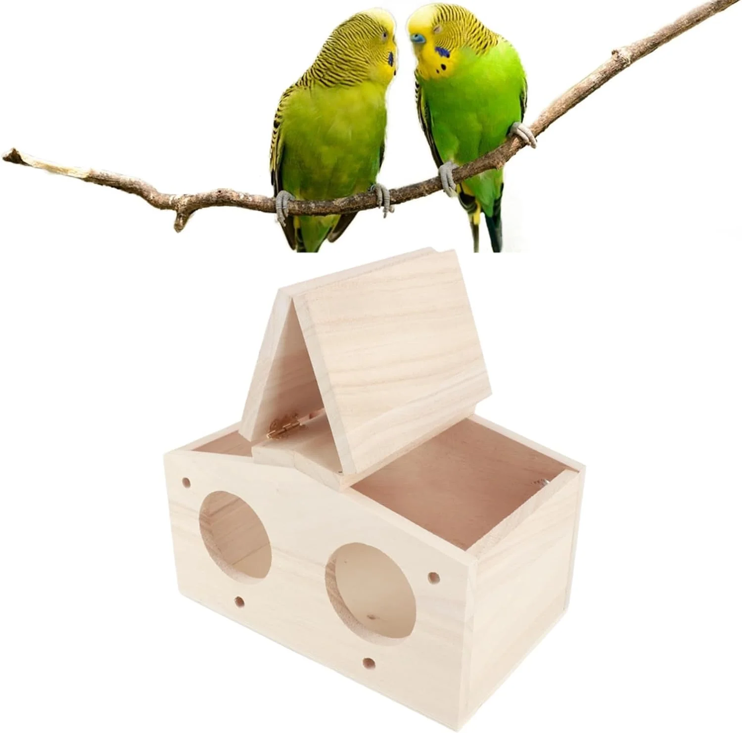 خانه چوبی پرنده GLOGLOW، جعبه پرورش چوبی درخت چنار برای طوطی ها، پرستوها و پرندگان وحشی، 23x12.9x12.5 سانتی متر خانه پرنده در فضای باز با طراحی تهویه