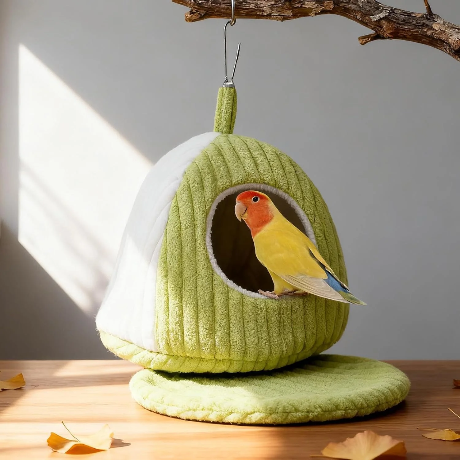 تخت پرنده برای قفس، زیستگاه غار گرم لوازم حیوانات خانگی، خانه لانه پرنده - برای طوطی، فنچ، عروس هلندی، کانور، خاکستری آفریقایی، مرغ عشق کوچک و متوسط ​​در فضای داخلی و خارجی