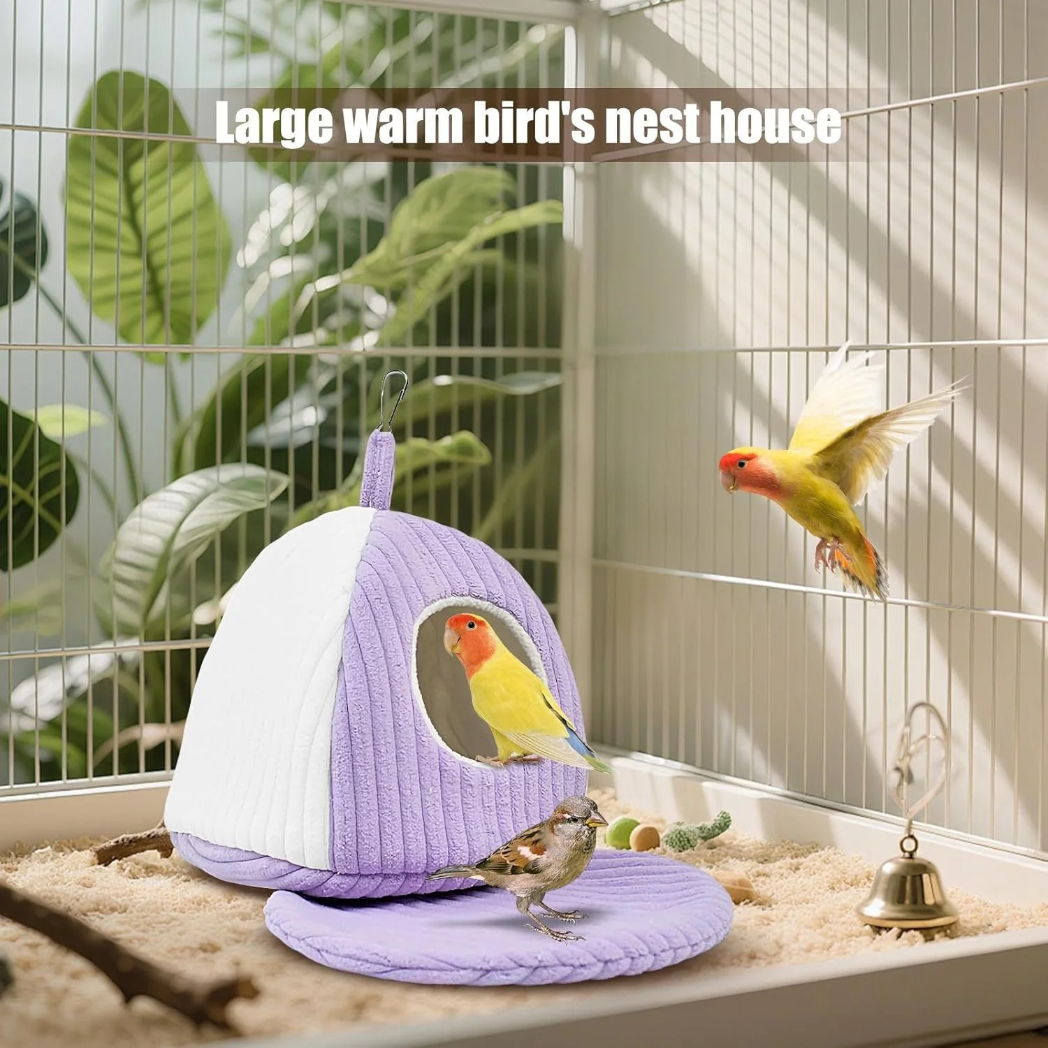 خانه پرنده برای قفس | لوازم جانبی قفس مرغ عشق - لانه پرنده تخت طوطی - برای حیوانات کوچک و متوسط ​​طوطی فنچ عروس هلندی کانور خاکستری آفریقایی مرغ عشق در فضای داخلی و خارجی