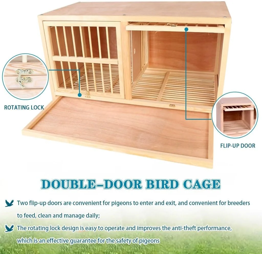 قفس پرنده 3 عددی چوبی جامد، لانه کبوتر در فضای باز، قفس تغذیه/پرورش با طراحی پارتیشن، اندازه های مختلف موجود است (80cm*3)