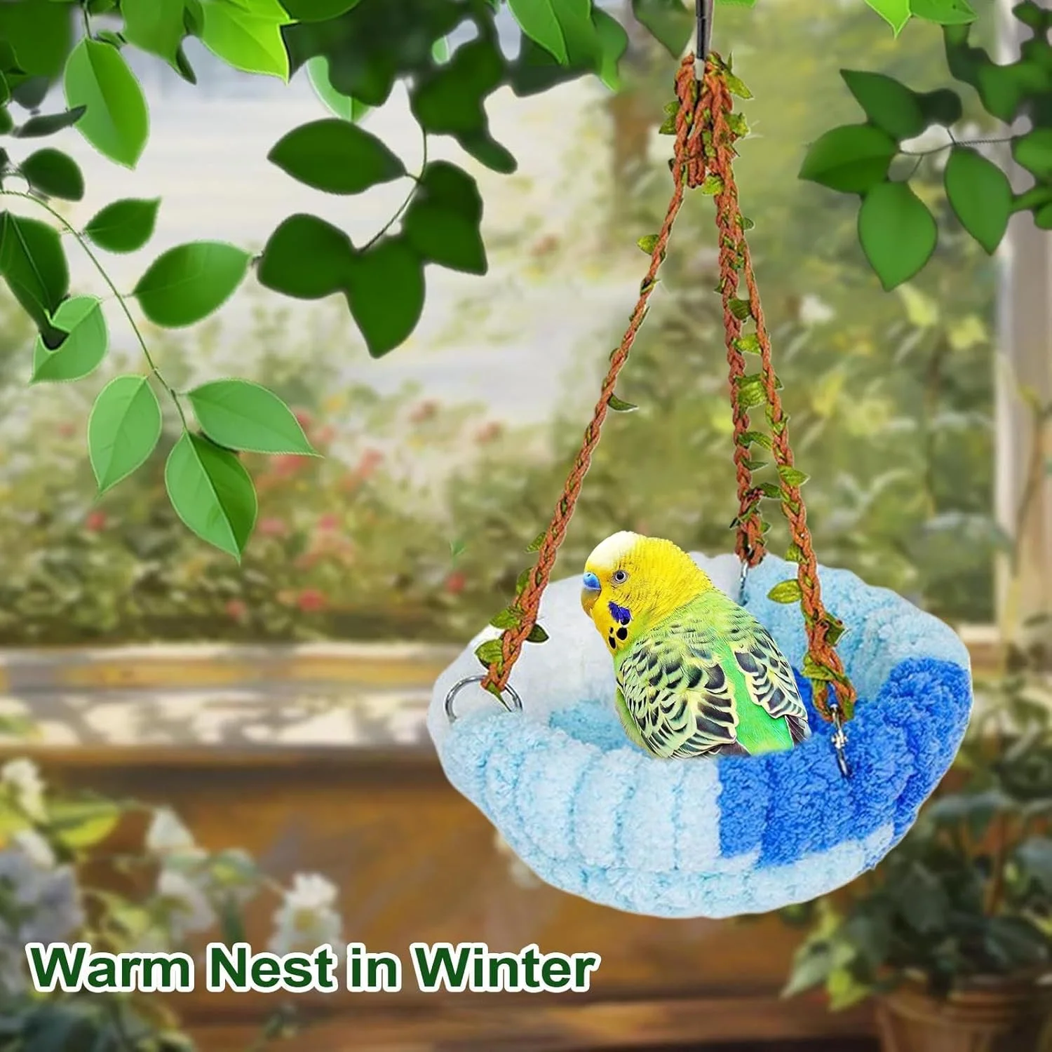 لانه گرم پرنده برای قفس، لانه مخمل خواب دار گرم زمستانی طوطی، لوازم پاراکیت برای پنهان شدن، خوابیدن، نشستن، استراحت کردن، لانه سازی، غذا خوردن، نگهداری، پرورش، دکوراسیون فضای داخلی و خارجی