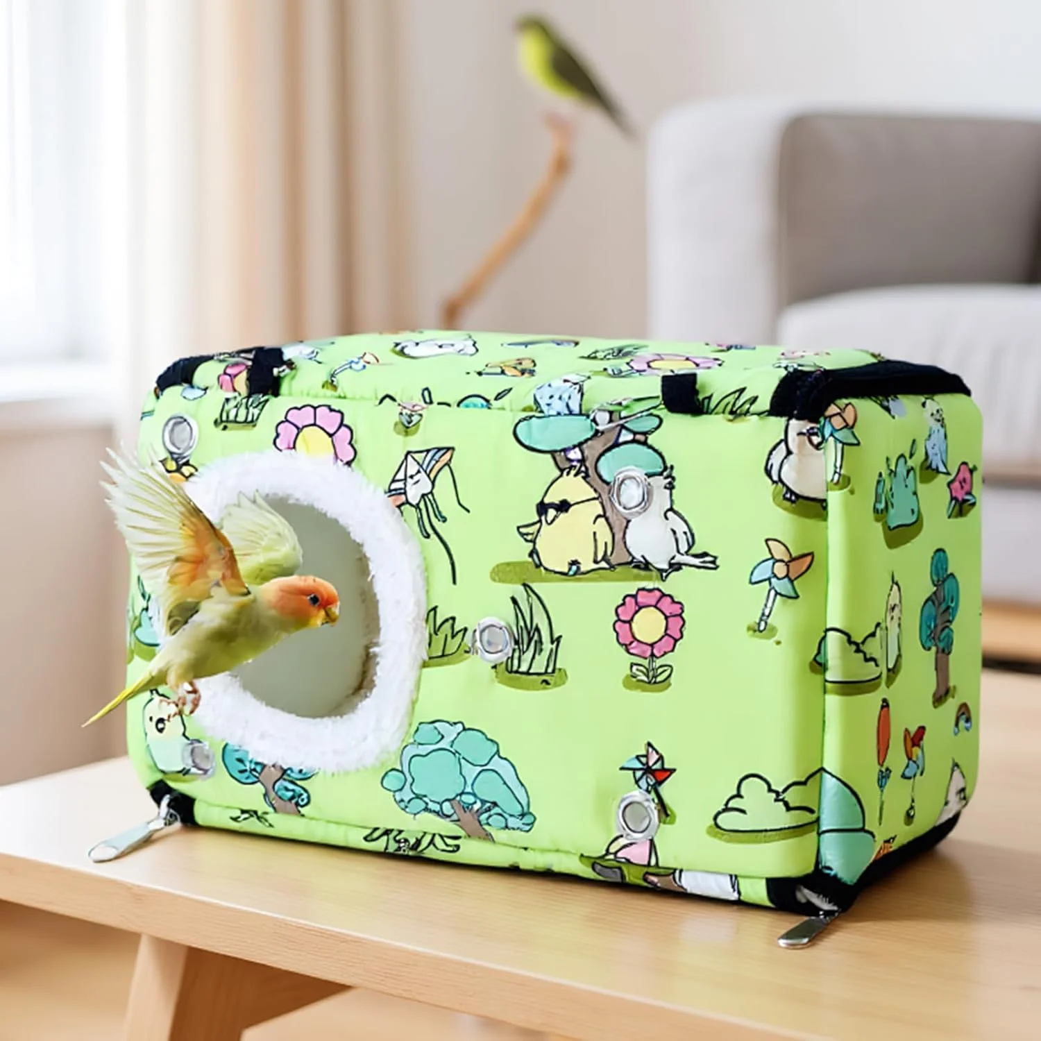 لانه طوطی | خانه راحت - کلبه دنج گرم زمستانی پرنده - برای زمان استراحت قفس داخلی خانه خواب در هوای سرد، لانه سازی مراقبت روزانه از حیوانات خانگی