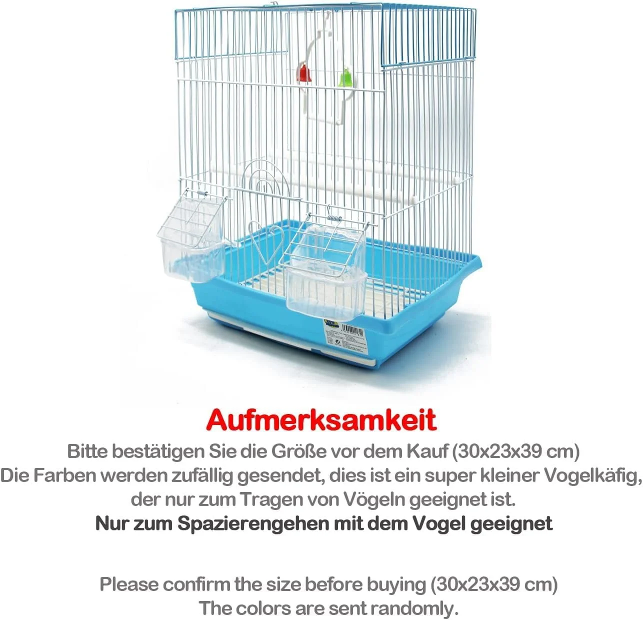 قفس پرنده باجی، قناری ریچ لایف، به همراه ظرف غذا، بطری آب، قلاب آویز، میله نشیمن برای استراحت، 30 x 23 x 39 سانتی متر