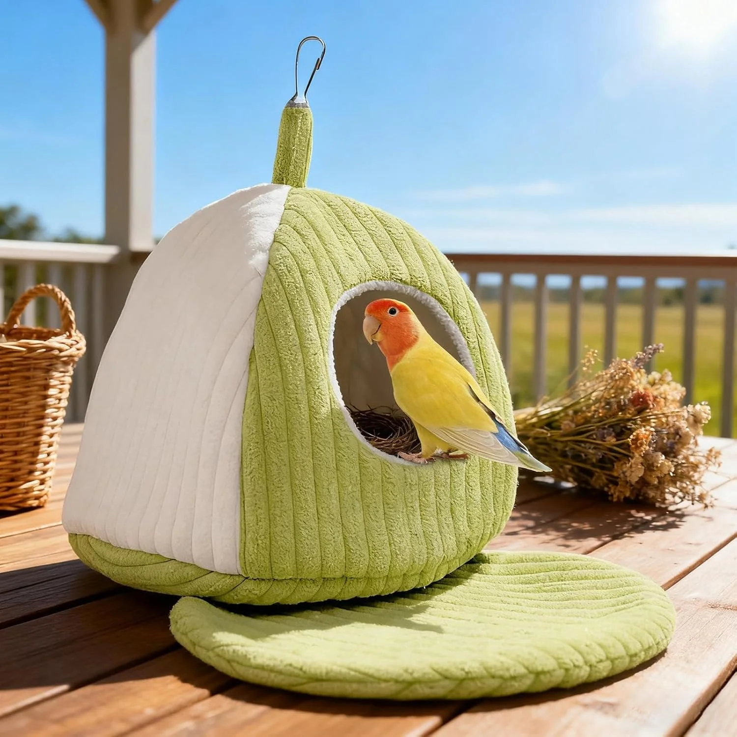 تخت پرنده برای قفس - پناهگاه غار مانند گرم زمستانی حیوانات خانگی | لانه تخت پرنده - برای طوطی، فنچ، عروس هلندی، کانور، کاسکو، مرغ عشق کوچک و متوسط ​​داخلی و خارجی