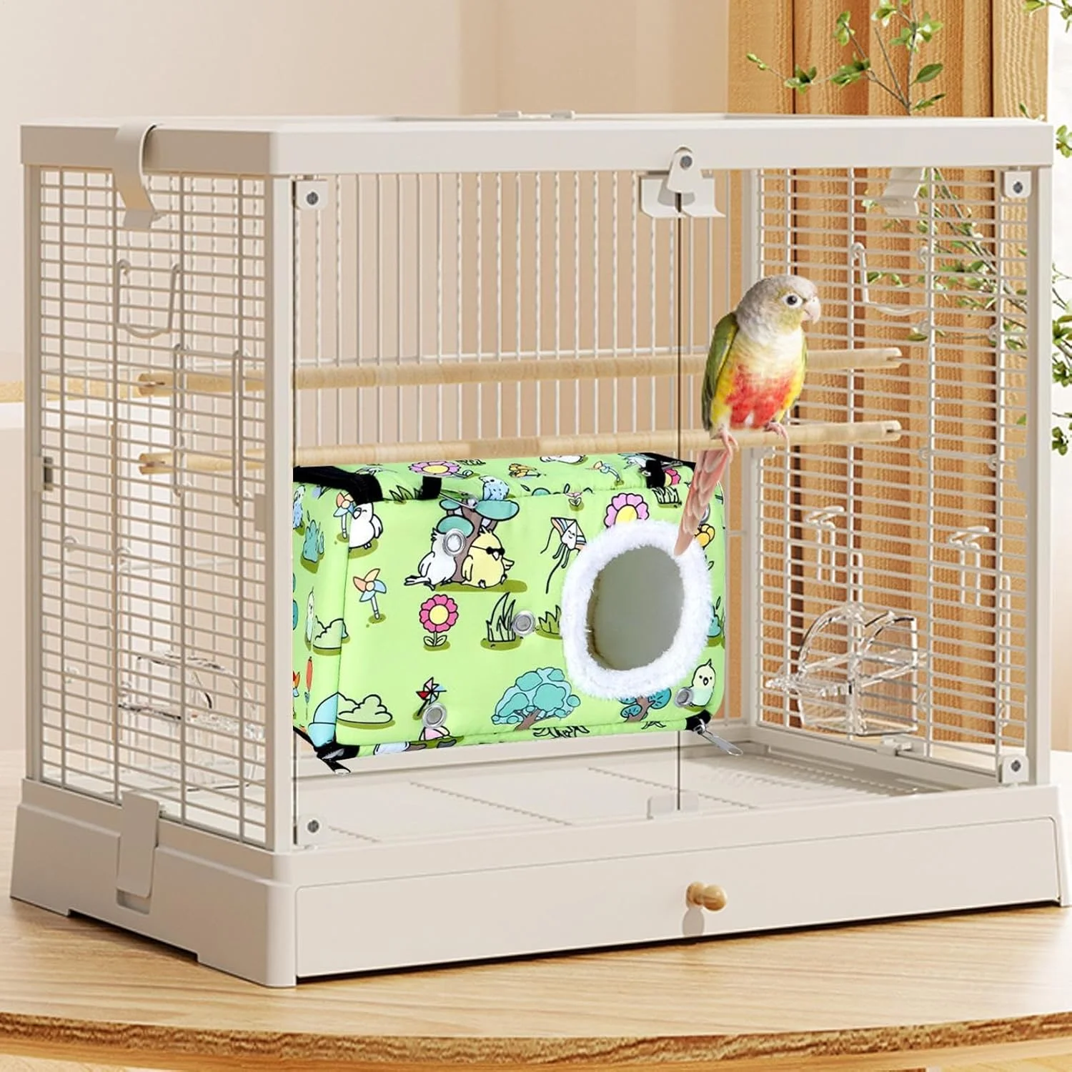 لانه پرنده برای قفس | خانه راحت، کلبه دنج گرم زمستانی پرنده، برای زمان استراحت آرام در قفس سرپوشیده، خانه خواب در هوای سرد، تندرستی، لانه سازی مراقبت روزانه از حیوانات خانگی