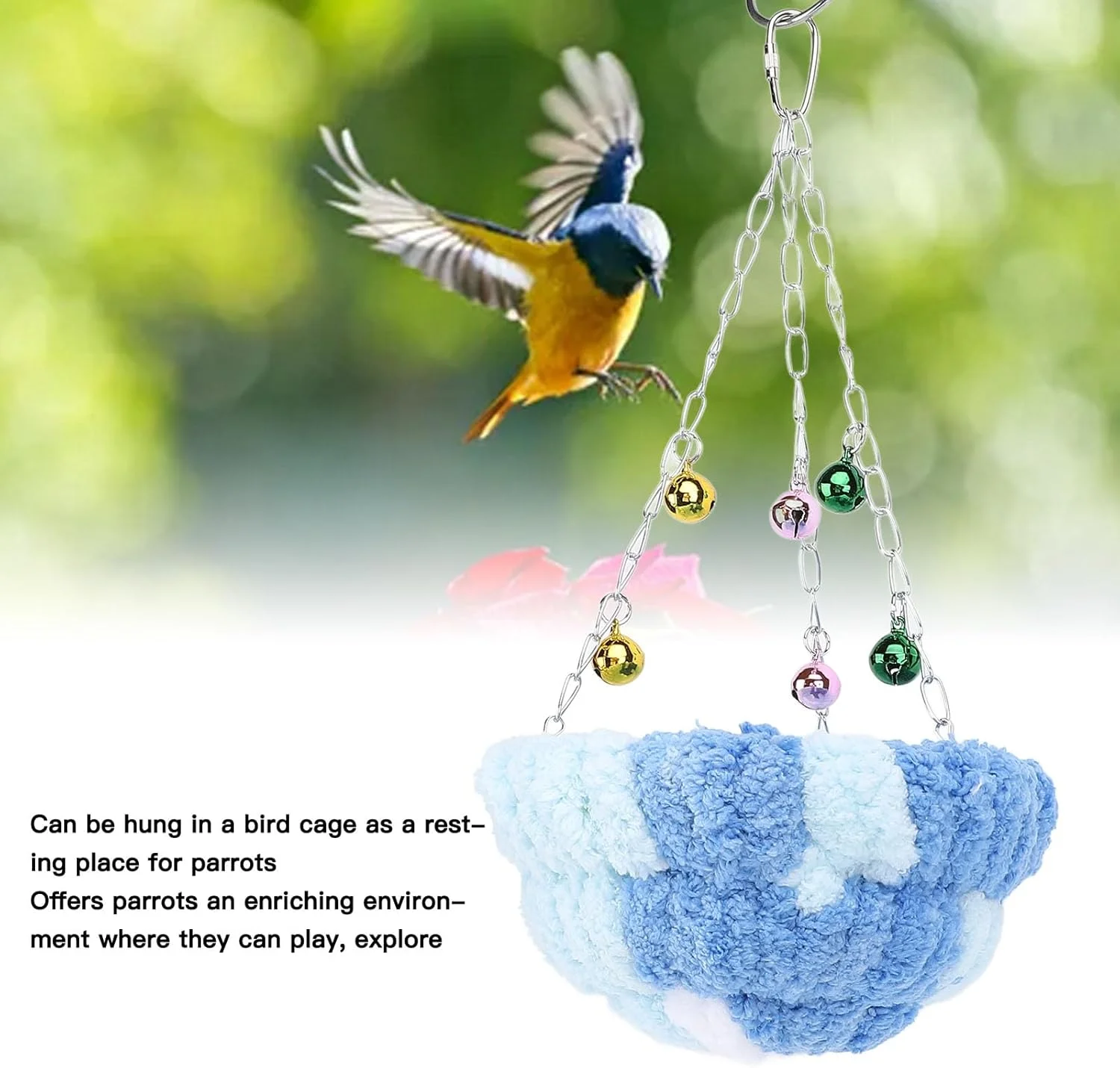 آشیانه آویز پرنده KOSDFOGE، نرم، راحت، گرم، آرامش بخش، تاب ایمن، تخت طوطی، اسباب بازی زمستانی داخلی