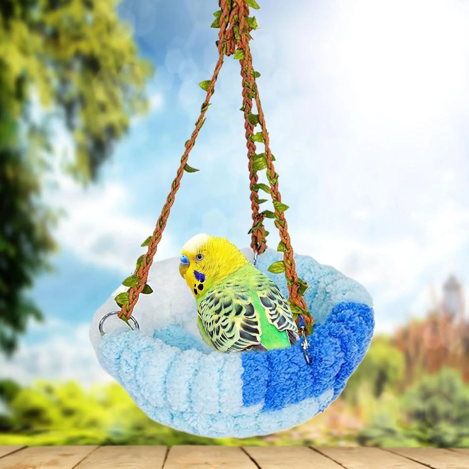 لانه گرم پرنده - آشیانه مخمل خواب دار گرم زمستانی طوطی | لوازم جانبی مرغ عشق برای خوابیدن، لانه سازی، نشستن، استراحت کردن، بازی کردن، پنهان شدن، پرورش، تزئین، نگهداری در قفس سرپوشیده در زمستان