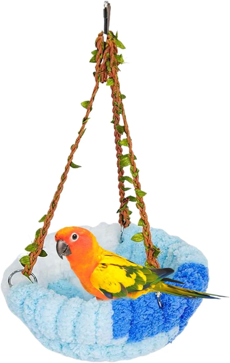 تخت خواب گرم طوطی، هاموک پرنده زمستانی مخمل خواب دار گرم - لوازم حیوانات خانگی برای نشیمن، خوابیدن، پنهان شدن، لانه سازی، بازی، قفس پرندگان، تغذیه، استراحت، نگهداری، پرورش در فضای باز