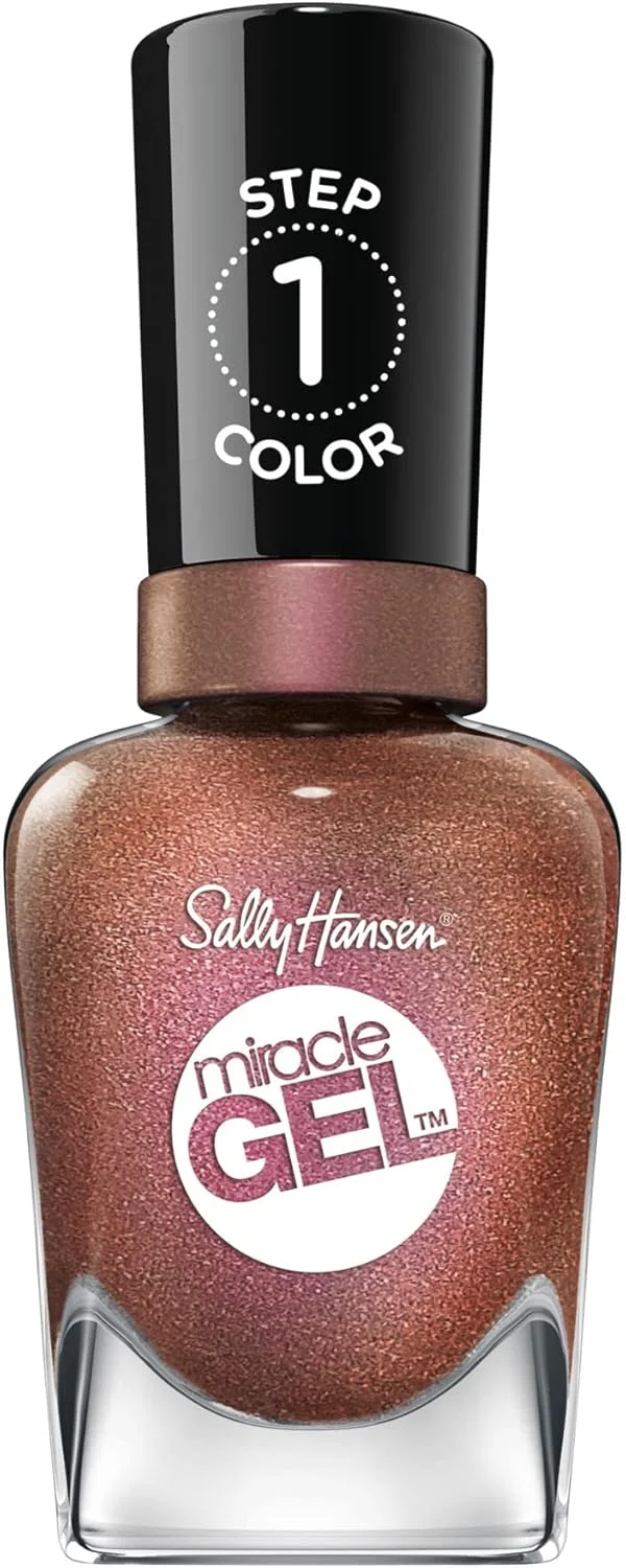 لاک ژل Sally Hansen Miracle Gel™، Shell Party، ماندگاری طولانی، فرمولاسیون ژل مانند، بدون نیاز به لامپ UV، لاک ناخن قهوه ای