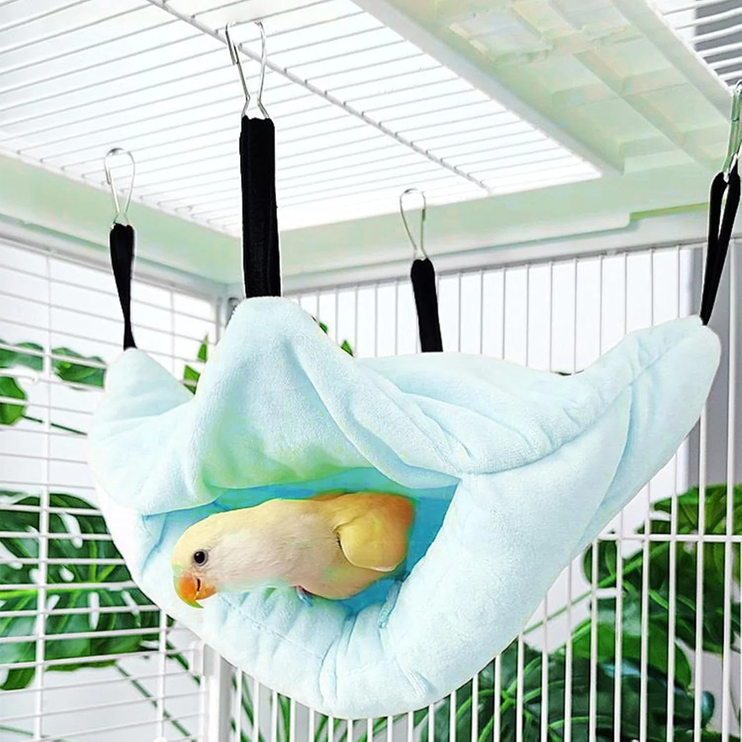 لانه گرم پرنده - لانه پرنده گرم دو لایه، لوازم جانبی حیوانات خانگی برای نگهداری، تغذیه، پرورش، نشستن، خوابیدن، زمستان، داخل خانه، مخفی شدن، تزئین، بازی کردن، استراحت کردن، قفس پرندگان