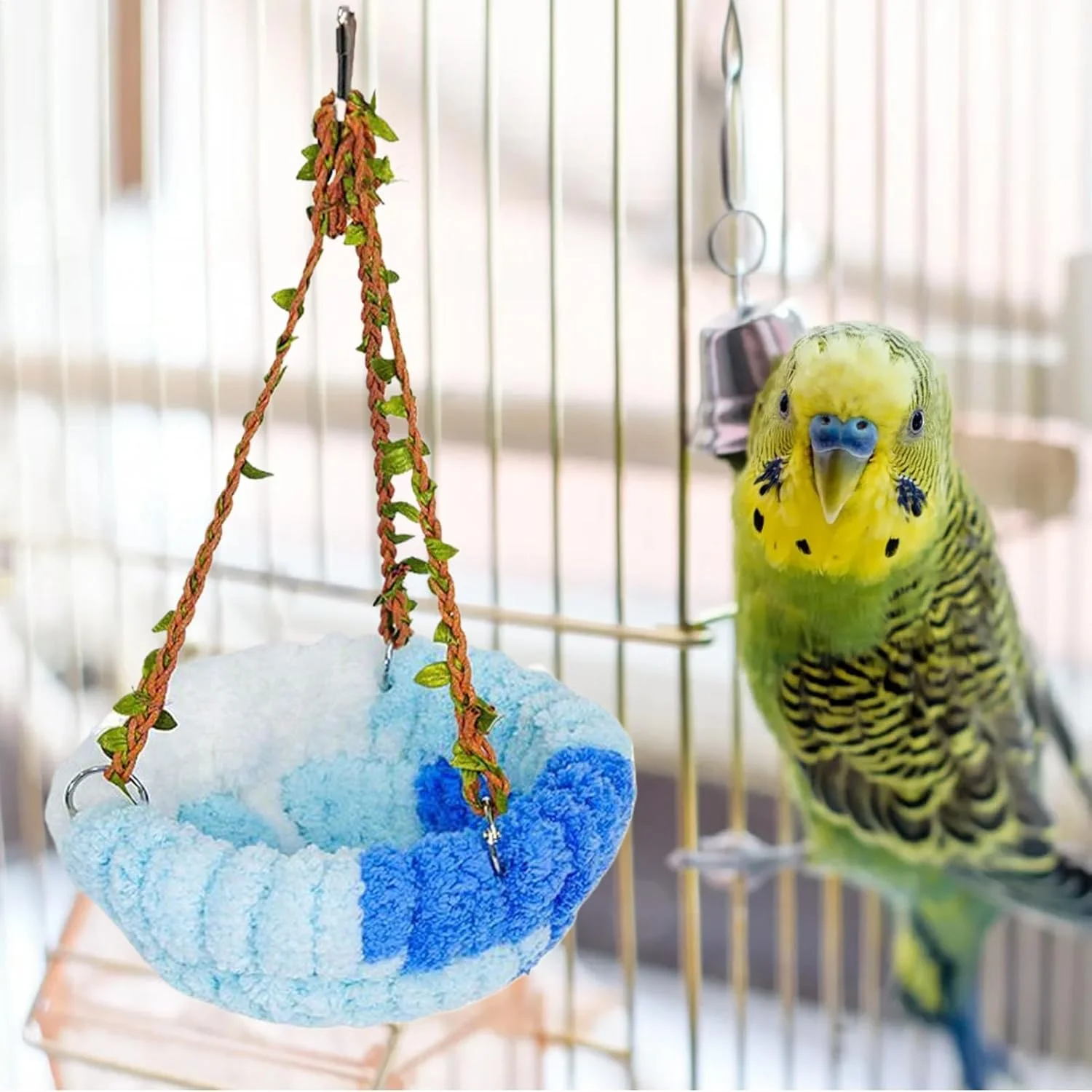 تخت خواب گرم طوطی، هاموک پرنده زمستانی مخمل خواب دار گرم - لوازم حیوانات خانگی برای نشیمن، خوابیدن، پنهان شدن، لانه سازی، بازی، قفس پرندگان، تغذیه، استراحت، نگهداری، پرورش در فضای باز