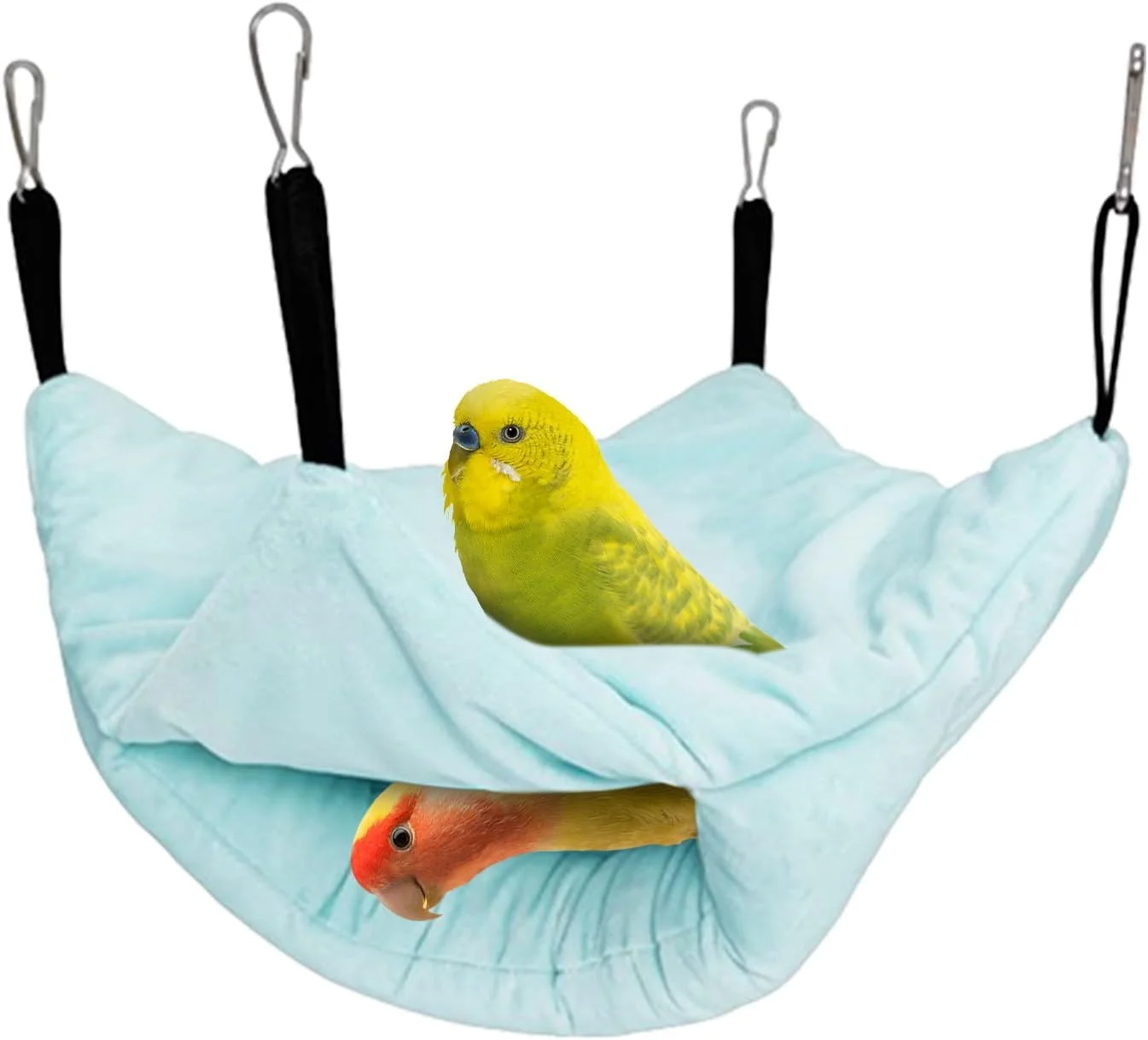 تخت خواب گرم پرنده - لانه آویز قفسی دولایه، لوازم جانبی قفس طوطی برای بازی، غذا خوردن، خوابیدن، پرورش، پنهان شدن، نشستن، استراحت و لانه سازی در فضای باز و داخلی