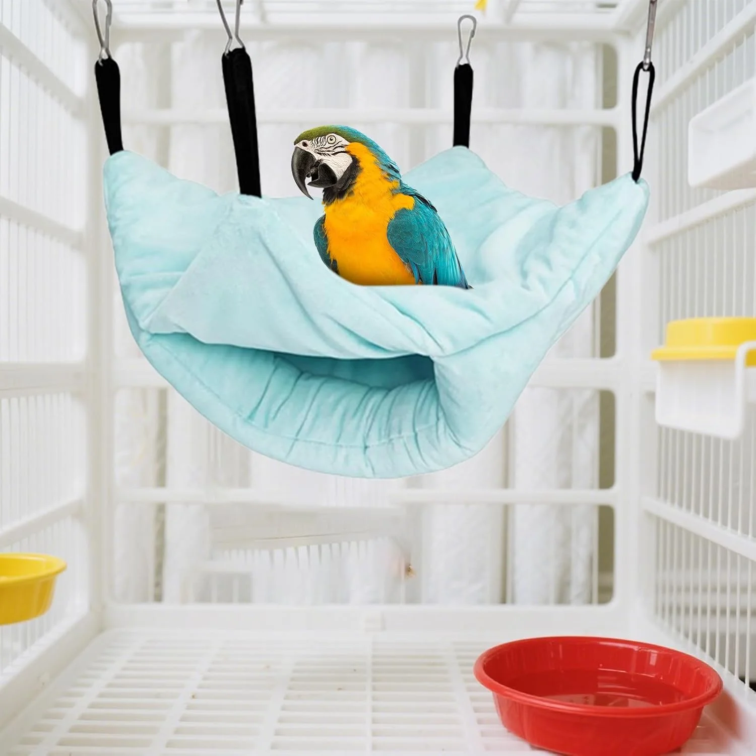 تخت گرم طوطی - لانه آویز پرنده دو لایه | لوازم حیوانات خانگی برای قفس، تغذیه، لانه سازی، نشستن، بازی، خوابیدن، استراحت کردن، پنهان شدن و دکوراسیون فضای باز