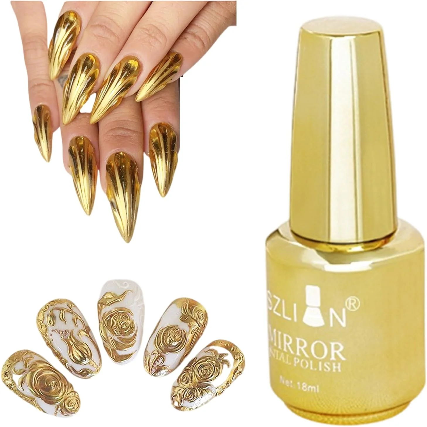 لاک ناخن ژل اثر آینه ای فلزی QUIWEN - لاک هنری ناخن کروم طلایی، لاک فلزی با خشک شدن سریع لاک ناخن ژل اثر آینه ای فلزی QUIWEN - لاک هنری ناخن کروم طلایی، لاک فلزی با خشک شدن سریع
