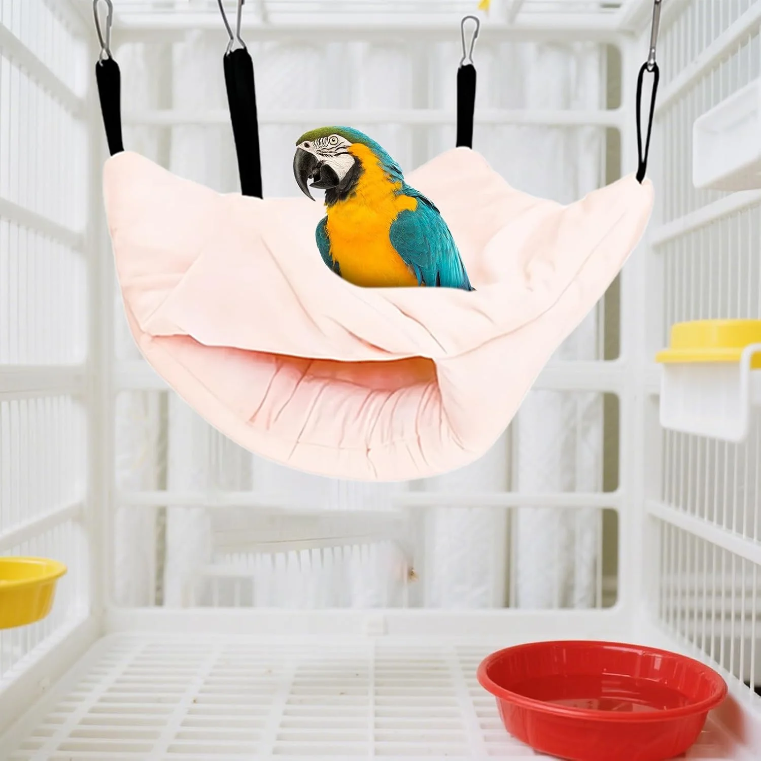 تخت خواب گرم پرنده | لانه آویز دو لایه قفس پرنده، لوازم حیوانات خانگی برای لانه سازی، تغذیه، نشیمنگاه، نگهداری در قفس، بازی، خوابیدن، استراحت، پنهان شدن، دکوراسیون فضای باز