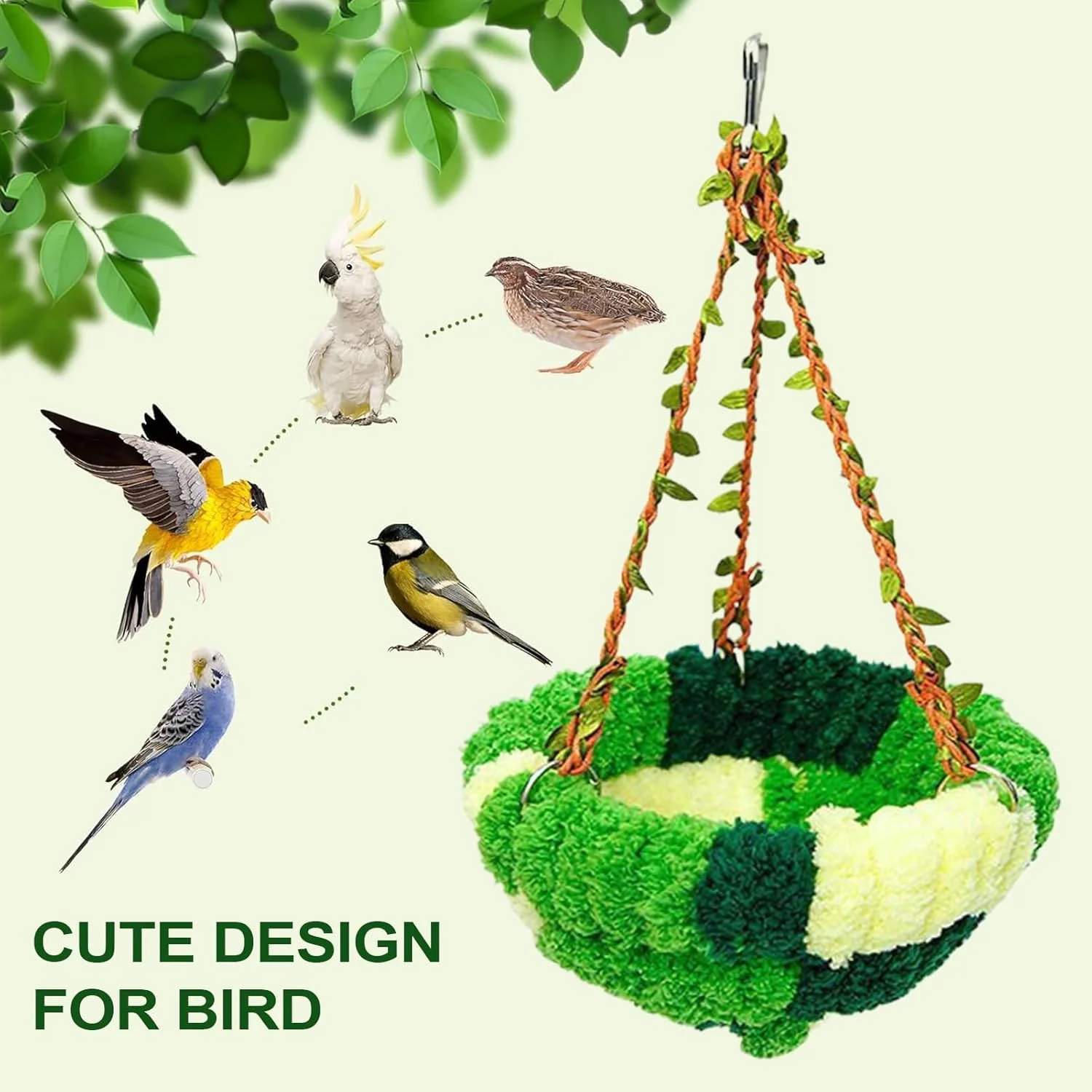 تختخواب گرم طوطی - لانه پرنده گرم و نرم، لوازم حیوانات خانگی برای نشیمن، خوابیدن، پنهان شدن، لانه سازی، بازی، قفس پرندگان، غذا خوردن، استراحت کردن، نگهداری و پرورش در فضای باز