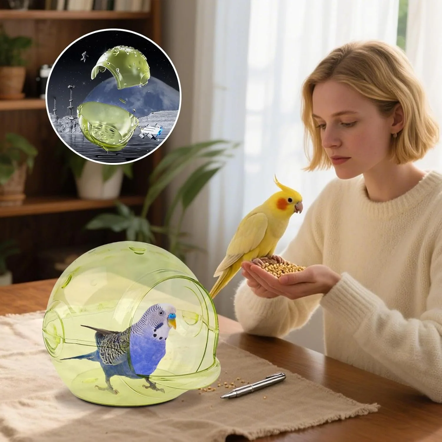 لانه طوطی، خانه/کلبه تخت پرنده کوچک | لوازم جانبی قفس شفاف کلبه پرورش برای حیوانات کوچک مرغ عشق فنچ قناری باجریگار کانور همستر عروس هلندی