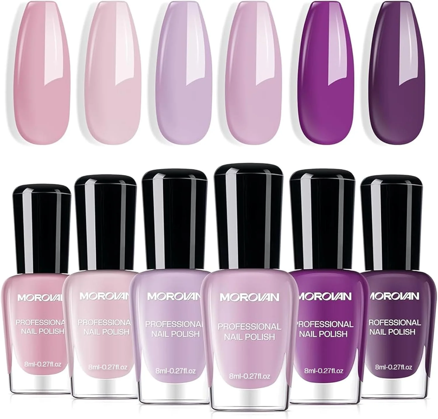 مجموعه لاک ناخن مورووان: لاک ناخن یاسی بنفش روشن خشک شونده سریع 7.5 میلی لیتری، بسته معمولی اسطوخودوس، هدیه براق برای ناخن انگشتان زنانه مجموعه لاک ناخن مورووان: لاک ناخن یاسی بنفش روشن خشک شونده سریع 7.5 میلی لیتری، بسته معمولی اسطوخودوس، هدیه براق برای ناخن انگشتان زنانه
