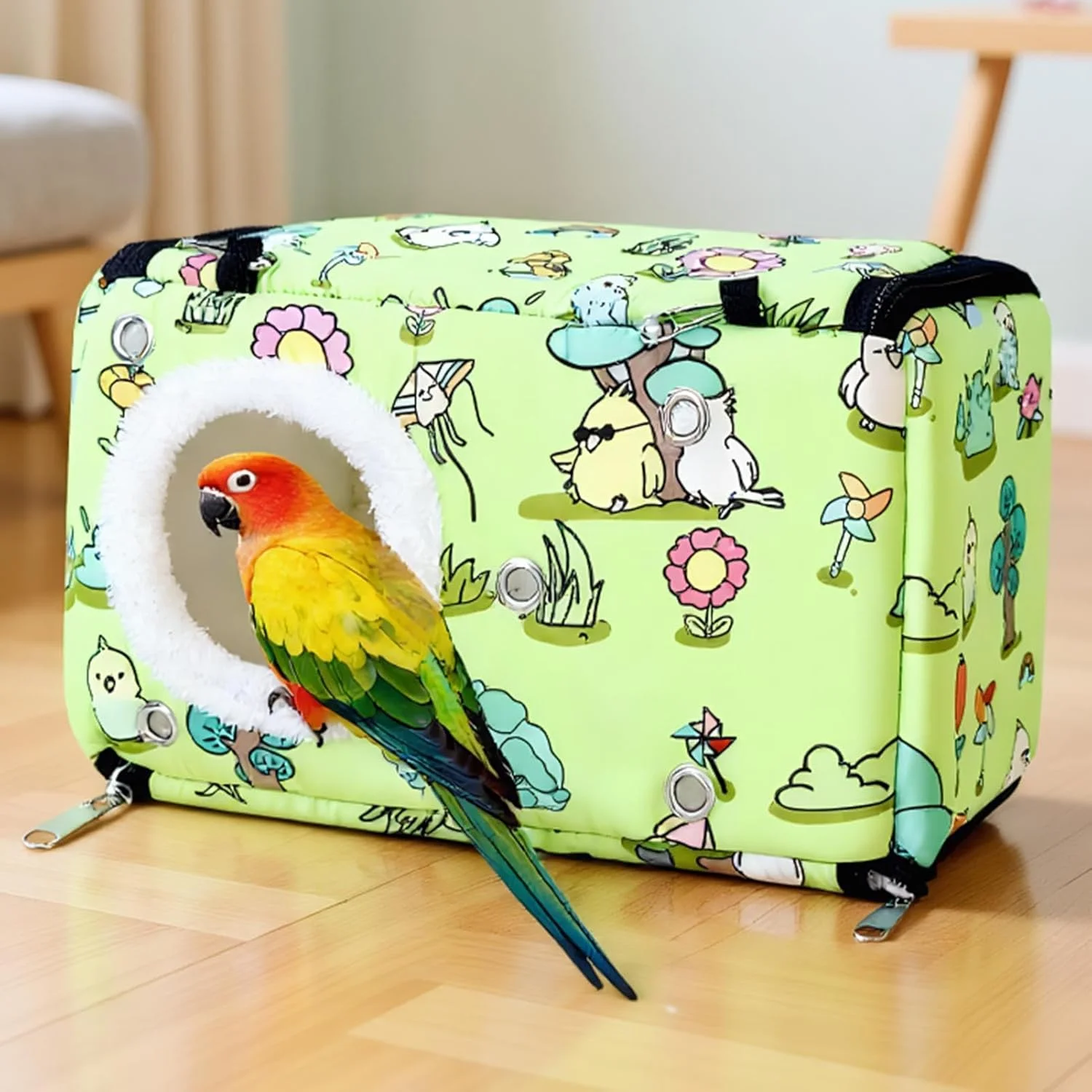 لانه پرنده - مخفیگاه ضخیم، خانه لانه پرنده گرم زمستانی، برای خوابیدن در قفس، زمان آرام، خانه داخلی، تندرستی روزانه، مراقبت از حیوانات خانگی در هوای سرد، لانه سازی