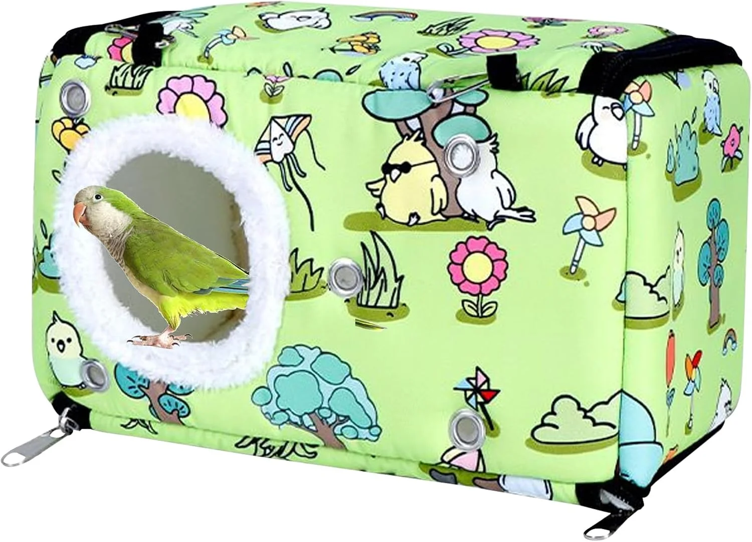 تخت طوطی - خانه راحت | مخفیگاه کلبه پرندگان پولیشی | برای خوابیدن، زمان استراحت آرام در قفس، خانه سرپوشیده، تندرستی روزانه، لانه سازی در هوای سرد