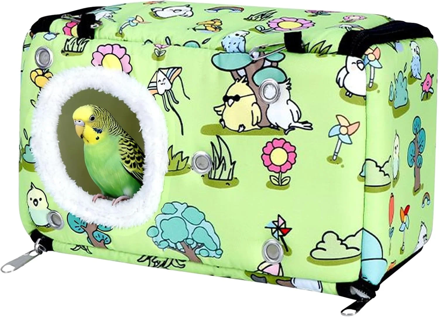 تخت طوطی - خانه نرم ضخیم - خانه لانه پرنده گرم زمستانی - برای خوابیدن در قفس، زمان آرام، خانه سرپوشیده، تندرستی روزانه، لانه سازی در هوای سرد، مراقبت از حیوانات خانگی