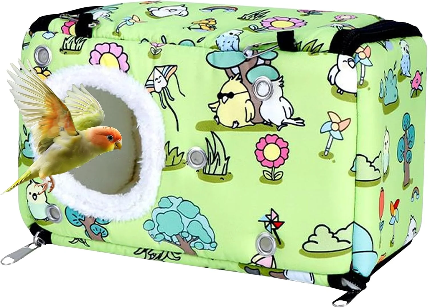 لانه پرنده، خانه نرم و ضخیم | کلبه دنج و گرم پرنده برای زمستان، برای خوابیدن در قفس، زمان استراحت، خانه داخلی، سلامتی روزانه، لانه سازی مراقبت از حیوانات خانگی در هوای سرد