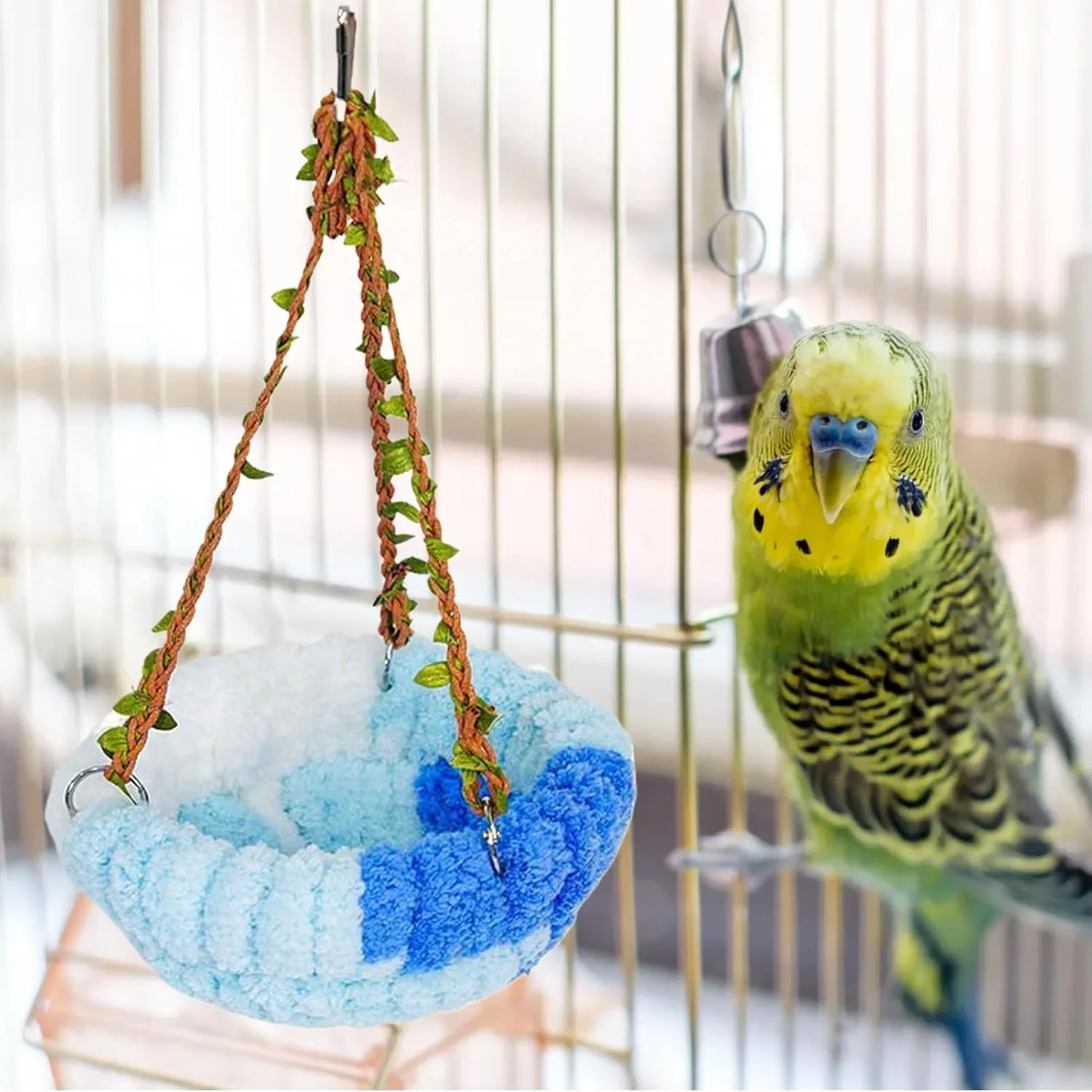 تخت خواب گرم پرنده - هاموک پرنده زمستانی مخملی گرم، لوازم حیوانات خانگی برای پنهان شدن، خوابیدن، پرورش، استراحت، تغذیه، نشیمن، لانه سازی، دکوراسیون، نگهداری در داخل و خارج از منزل