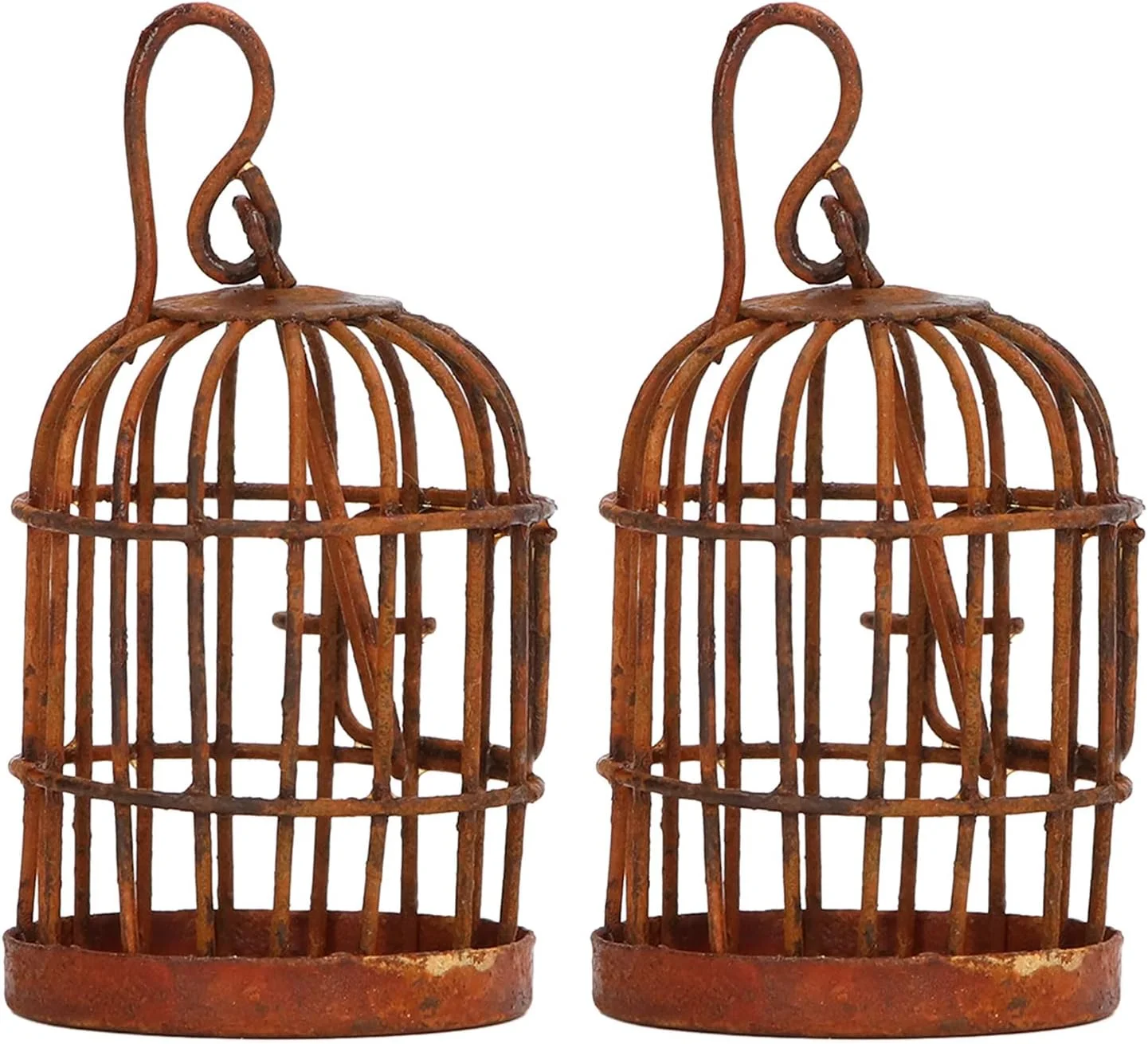 کیکومی 2 عدد قفس پرنده آهنی خانه عروسکی شبیه سازی زنگ زده مقیاس 1:12 قفس پرنده فلزی برای لوازم جانبی خانه عروسکی