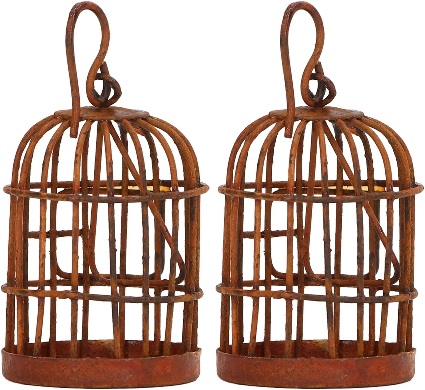 کیکومی 2 عدد قفس پرنده آهنی خانه عروسکی شبیه سازی زنگ زده مقیاس 1:12 قفس پرنده فلزی برای لوازم جانبی خانه عروسکی